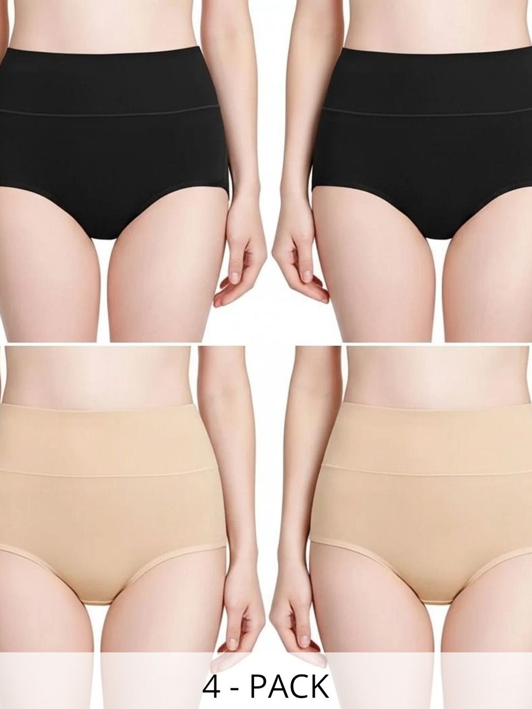 Bebron Women Pack of 4 Assorted Cotton Blend Hipster Briefs-image-16