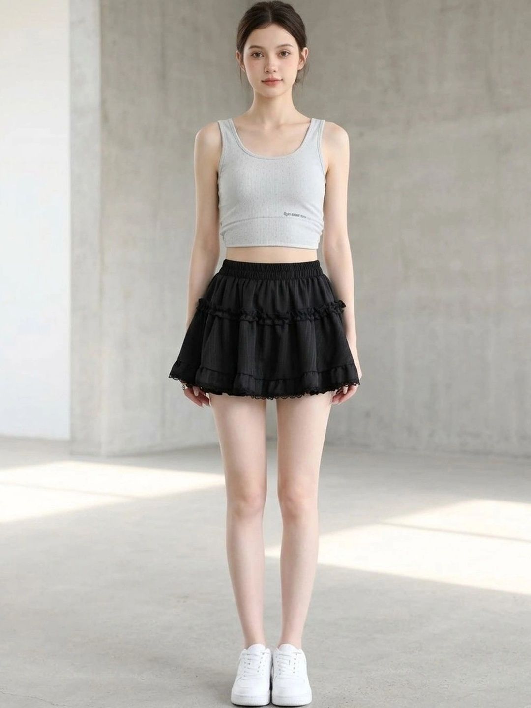 Suo Women Frills Bows and Ruffles Mini Flared Skirt-picture-58