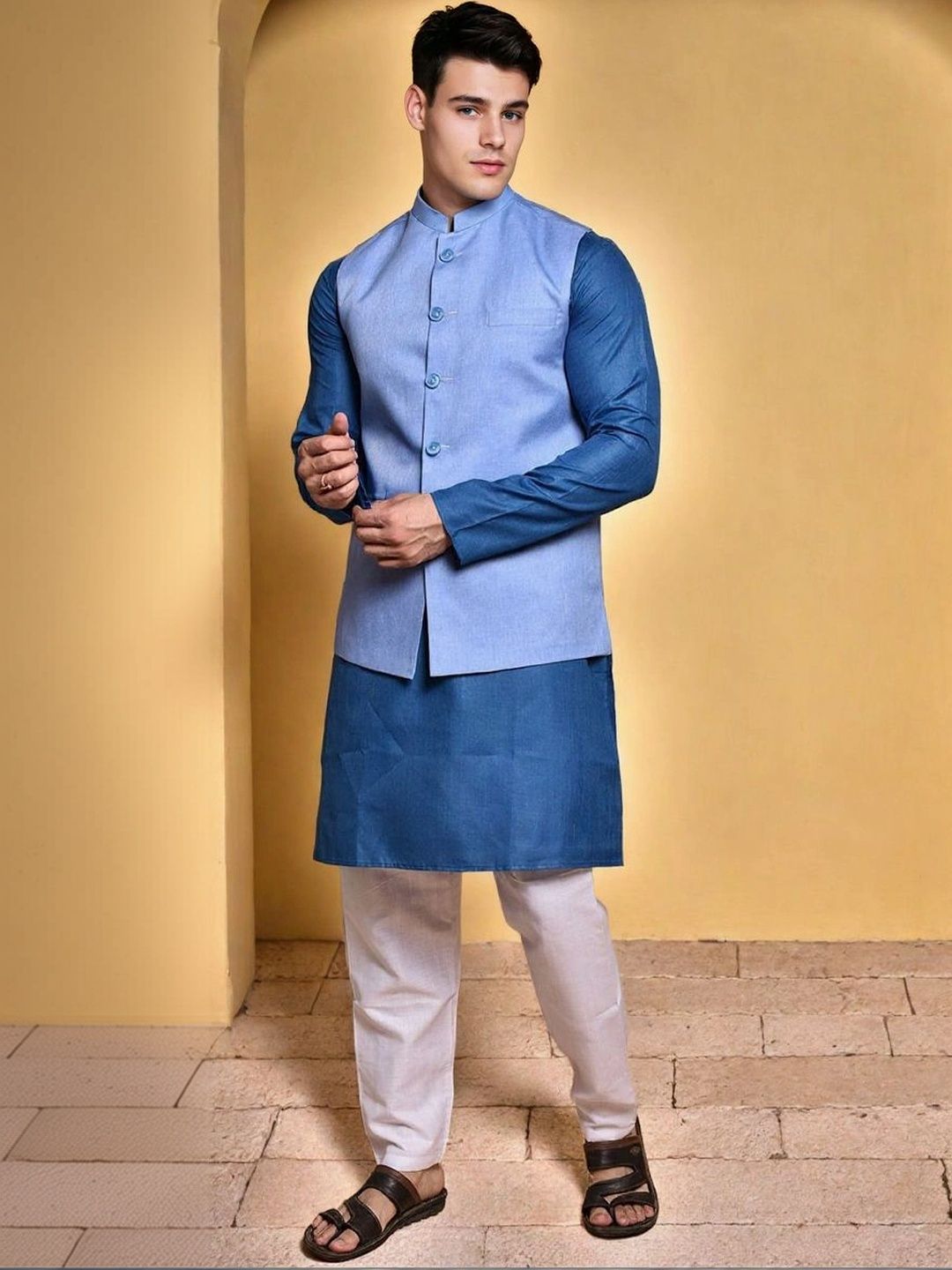 Moda Rapido Men Regular Pure Cotton Kurta with Pyjamas-picture-45