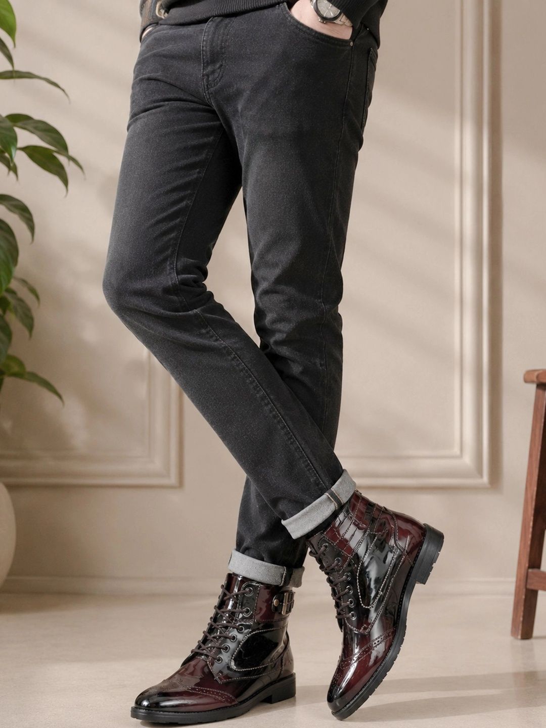 Killer Men Textured Round Toe Lace-Ups Regular Boots-image-43