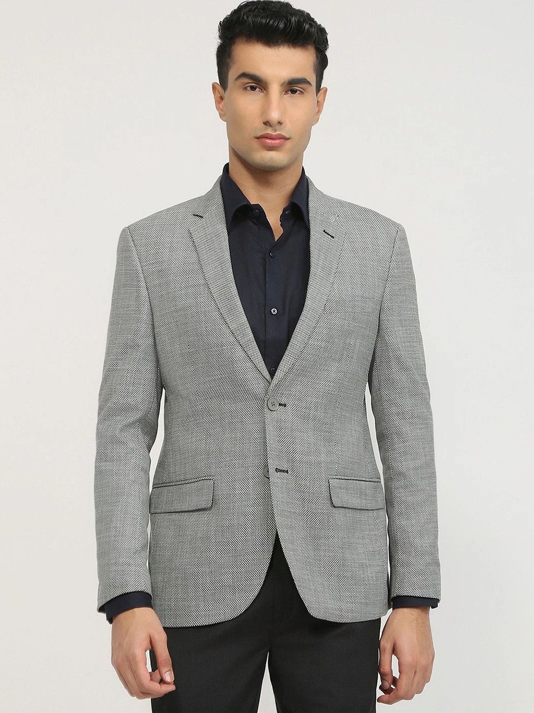 Raymond Woven Design Notched Lapel Single-Breasted Formal Blazer-picture-30