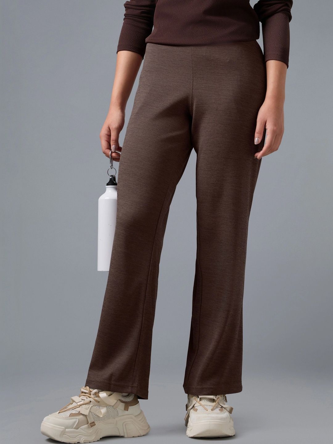 Technosport Women Relaxed Fit Textured Rapid-Dry Training Track Pants-image-4