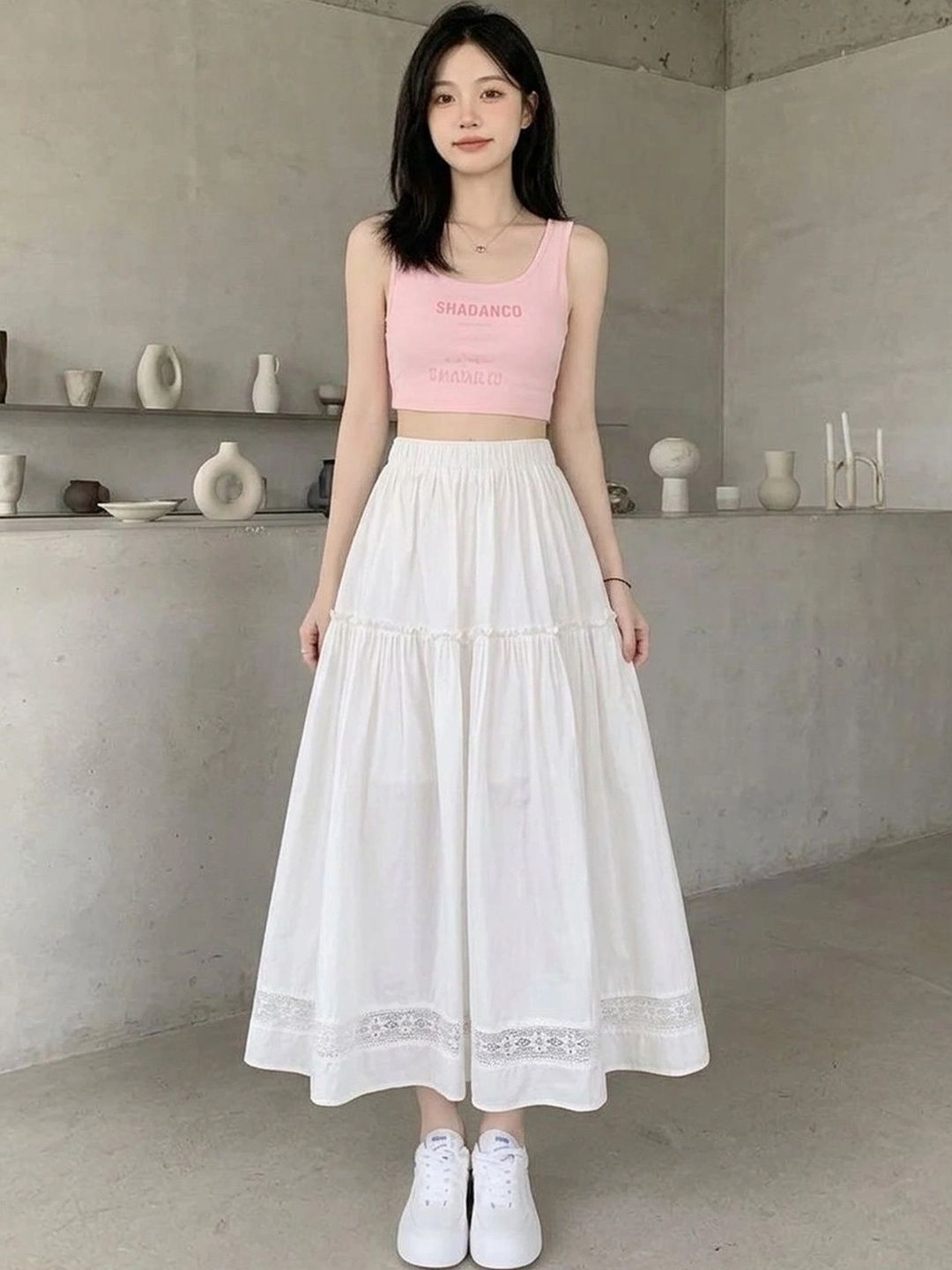 Suo Women Tiered Midi Tiered Skirt-picture-25