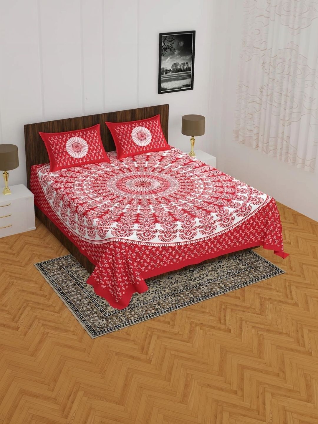 TIMELESS TRENDS Red 144 TC Bedsheet with 2 Pillow Covers-picture-38