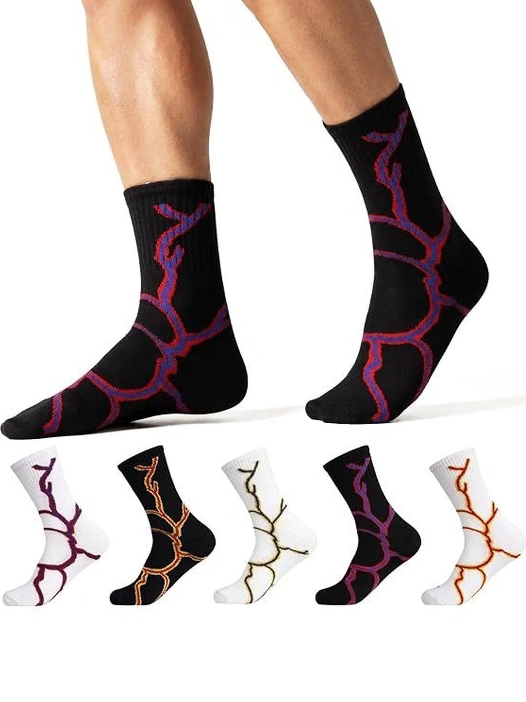 UMEGO Unisex Cotton Patterned Calf Length Socks-image-24