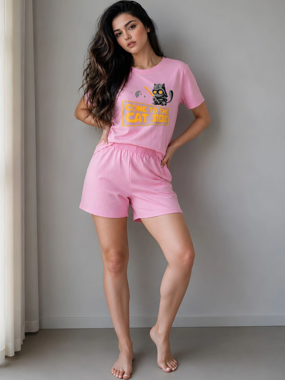 ELVIA Cotton Printed T-shirt with Shorts-picture-30