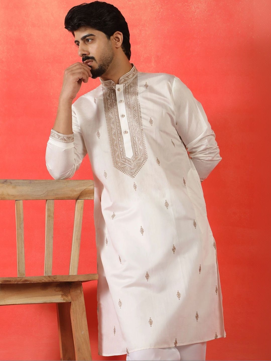 KRAFT INDIA Men Ethnic Motifs Embroidered Thread Work Kurta-picture-31