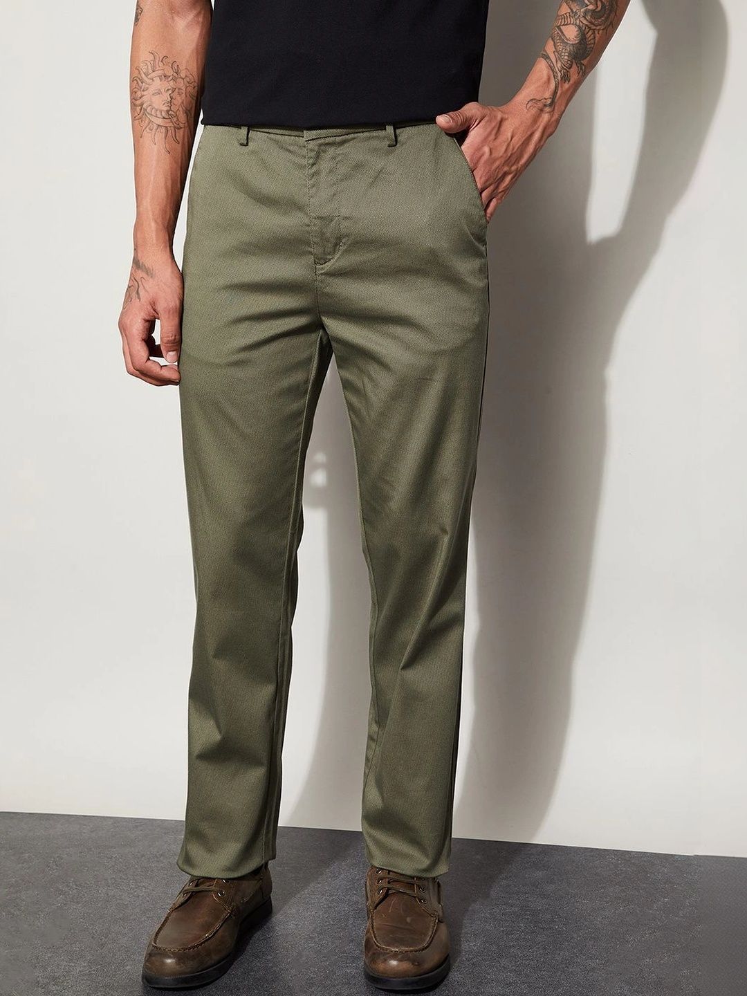 CODE by Lifestyle Men Mid-Rise Cotton Trousers-image-3