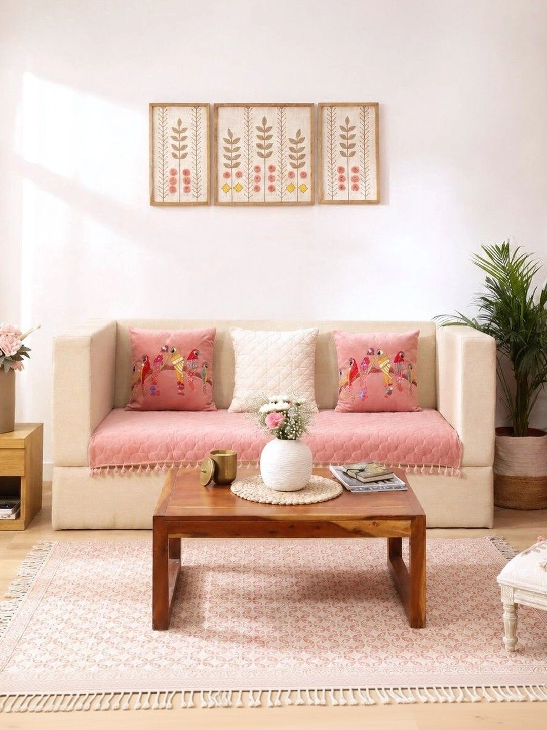 eyda Pink 4 Piece Sofa Cover Without Arms-picture-18