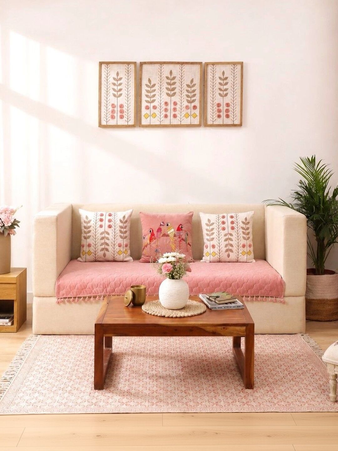 eyda Pink 4 Piece Sofa Cover Without Arms-picture-24