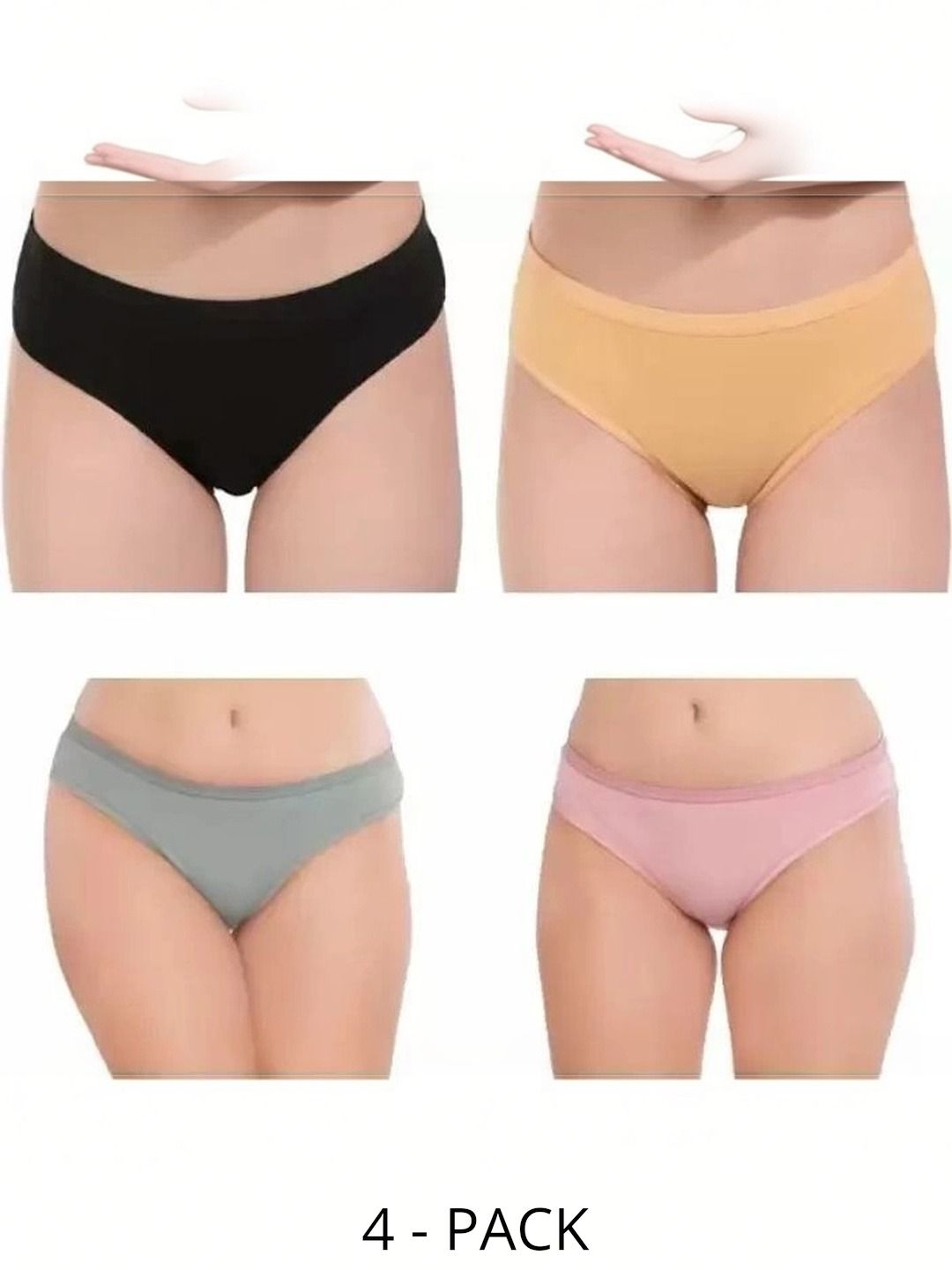 Bebron Women Pack of 4 Assorted Cotton Bikini-picture-37