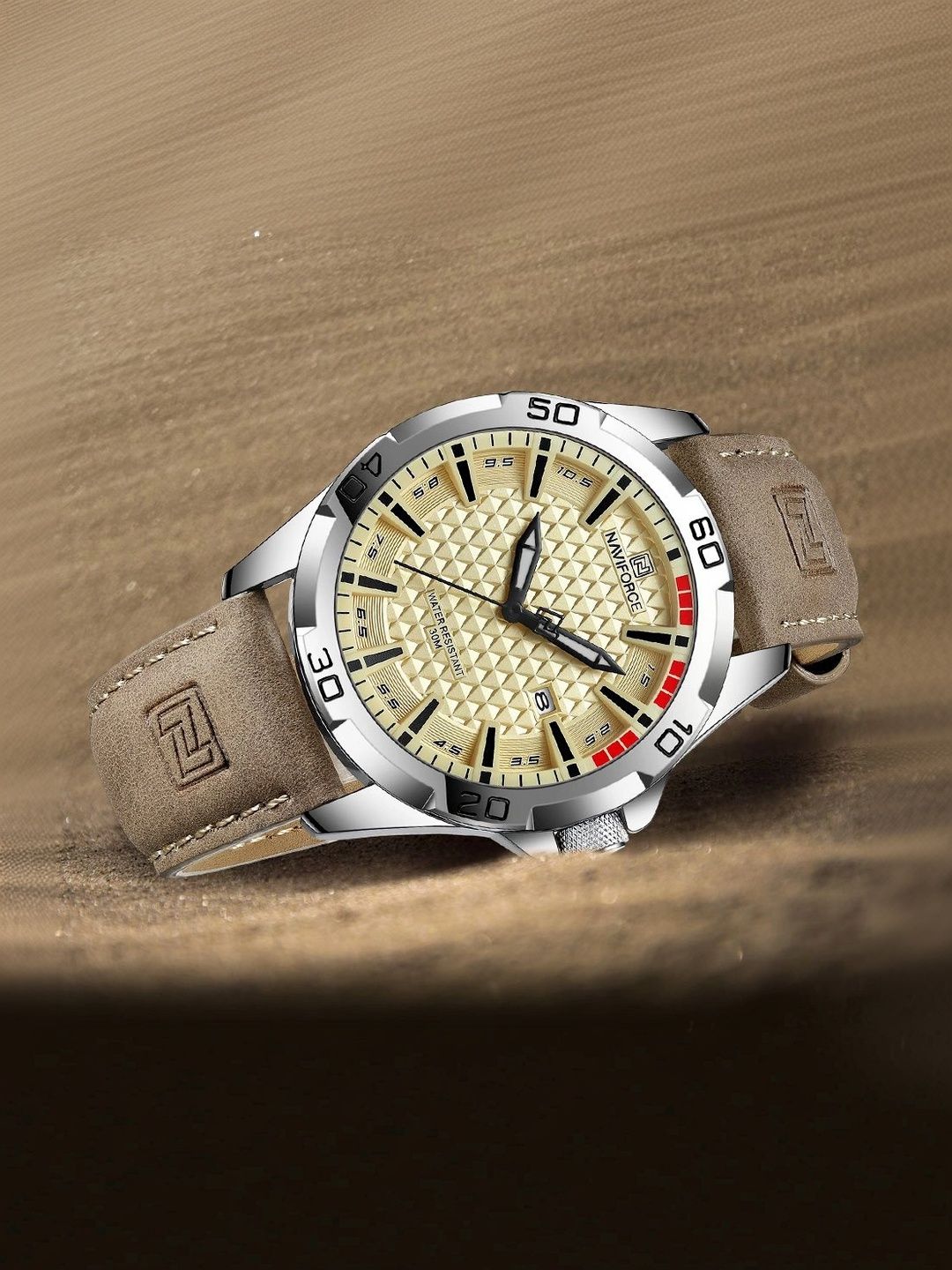 Naviforce Men Patterned Dial & Leather Straps Analogue Date Aperture Watch NF8023 S-Y-L.BN-picture-42