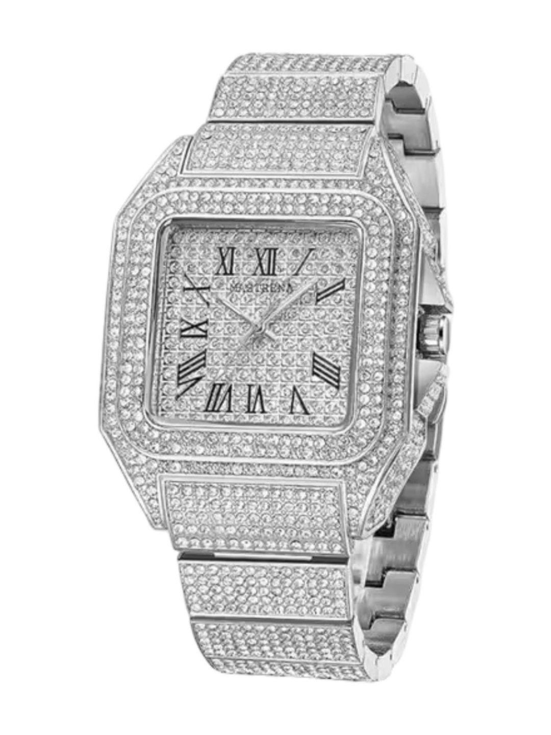 Vondex Men Embellished Dial & Stainless Steel Bracelet Style Straps Analogue Date Aperture Watch-picture-54