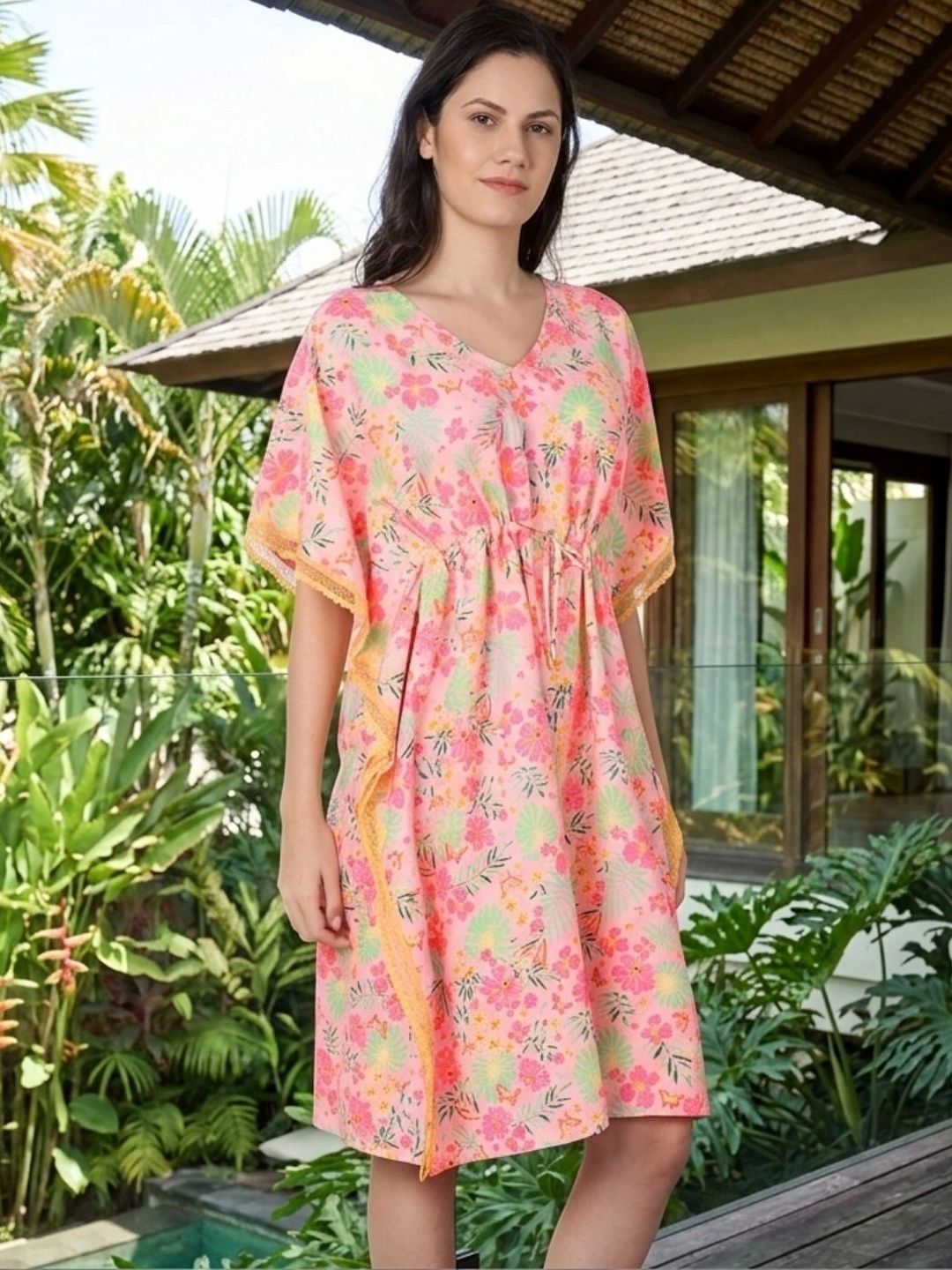 Aoba Floral Georgette Swimwear Cover up Top-image-24