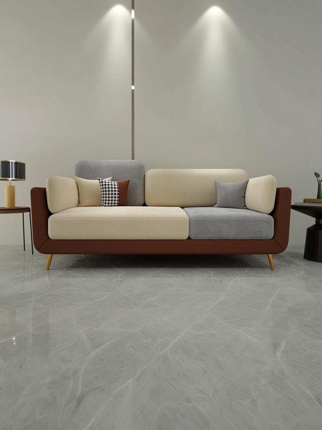 INDIAWOODMART Brown 2 Seater Sofa-picture-49