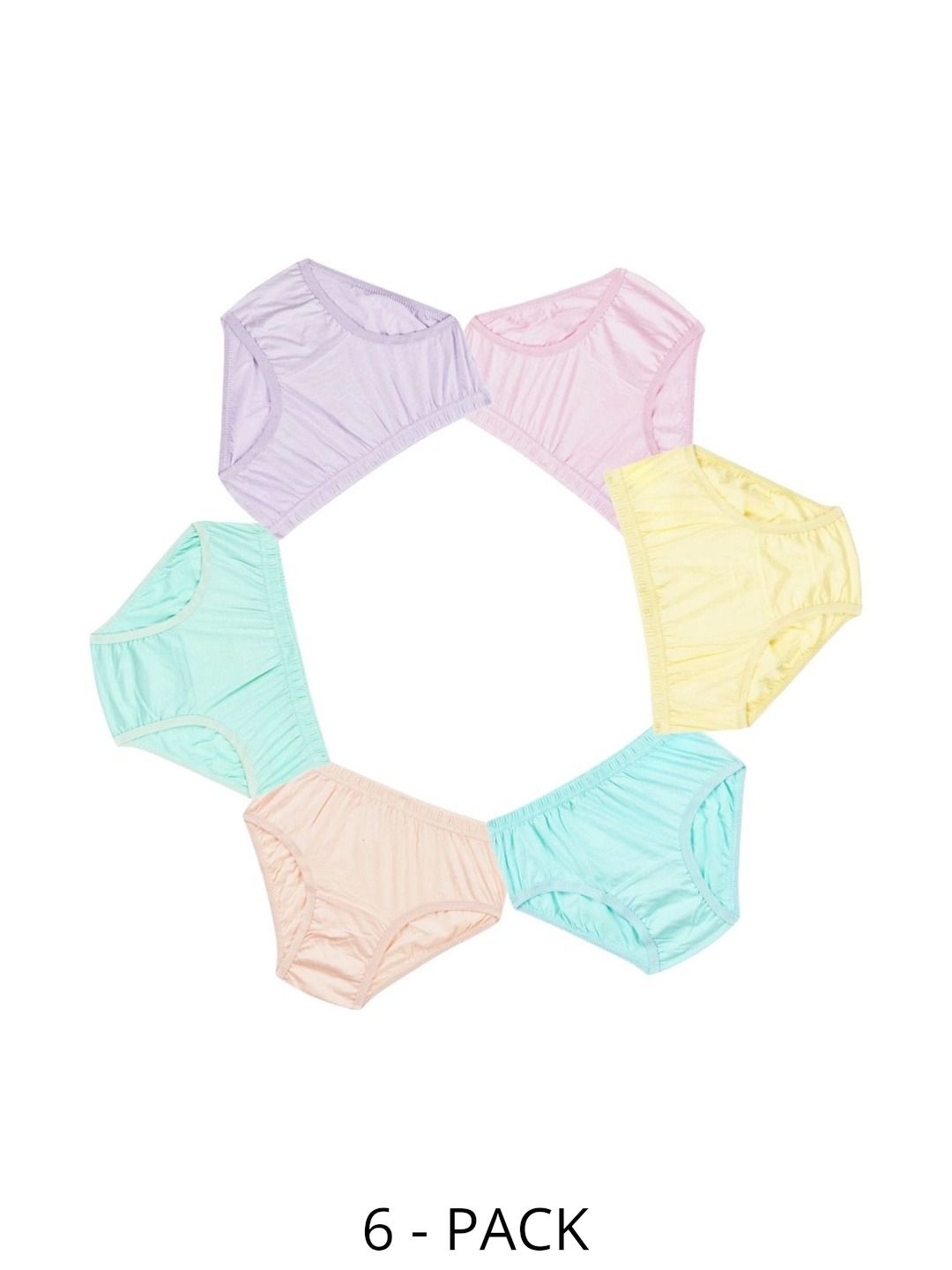 VIRUKSHAM Girls Pack of 6 Assorted Cotton Basic Briefs-picture-12