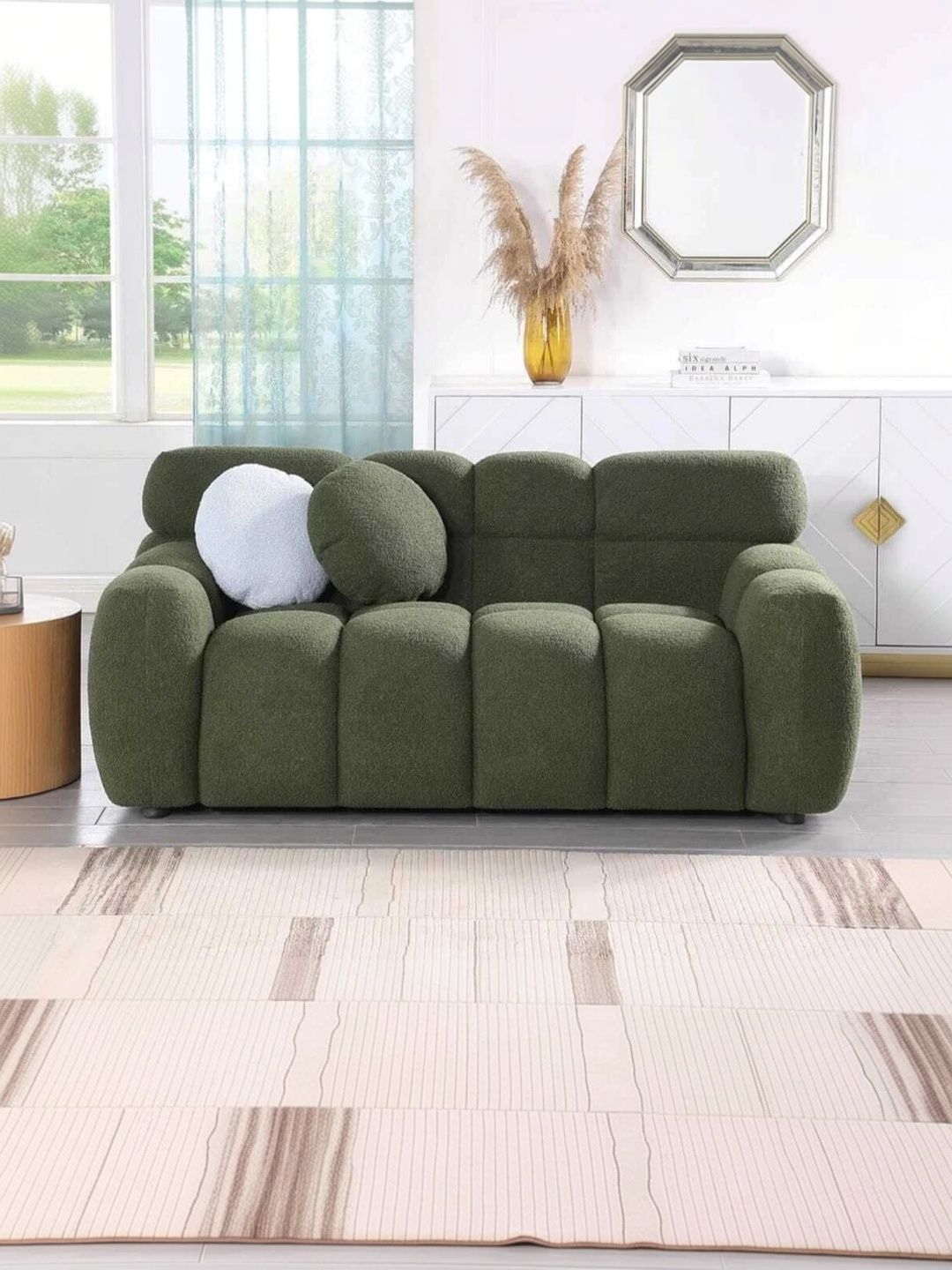 INDIAWOODMART Green 2 Seater Sofa-picture-58