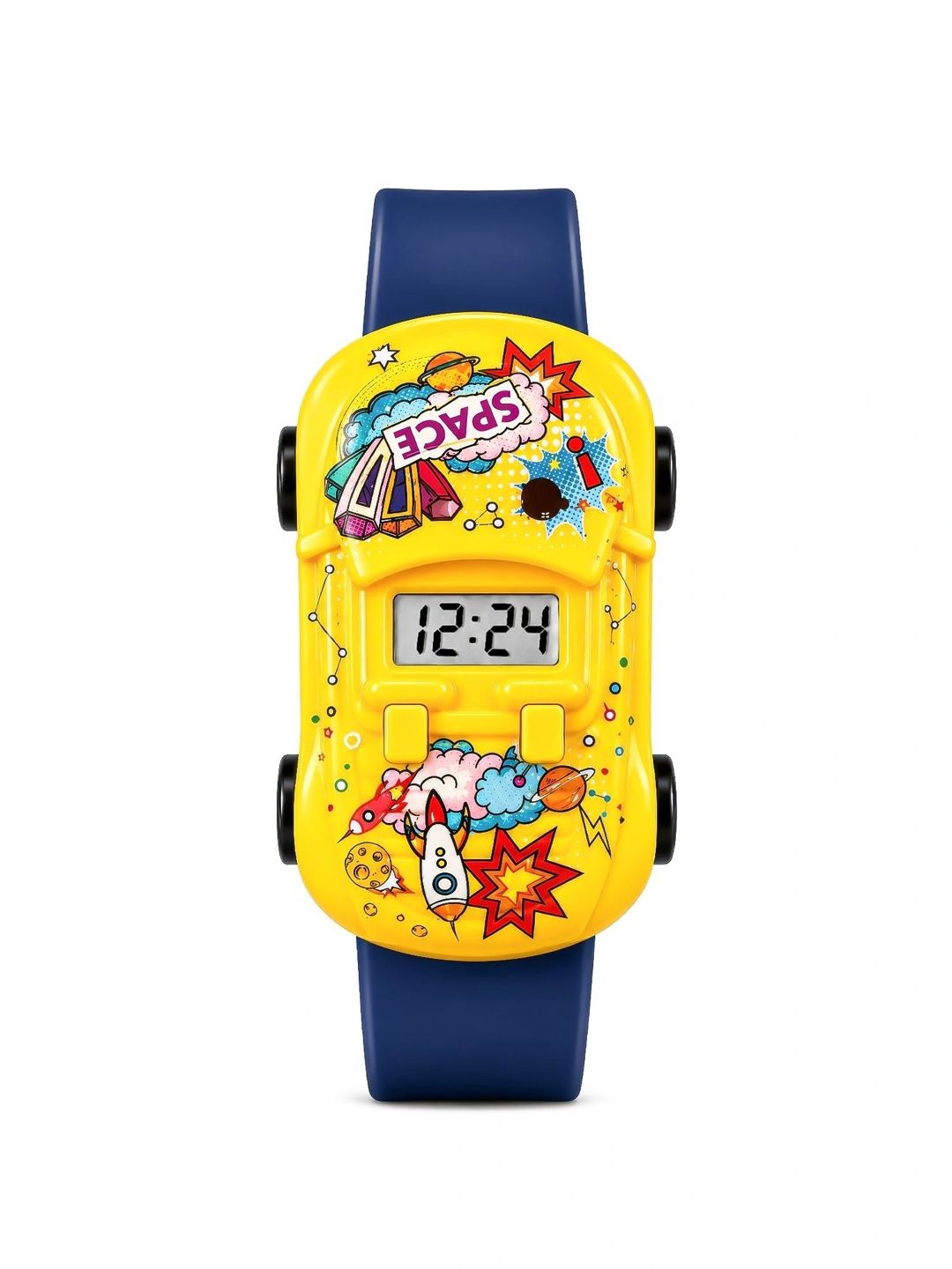 LOOKHAA Unisex Kids Printed Dial & Straps Digital Date Aperture Watch LOOKCAR_C1_YELLOW-picture-49