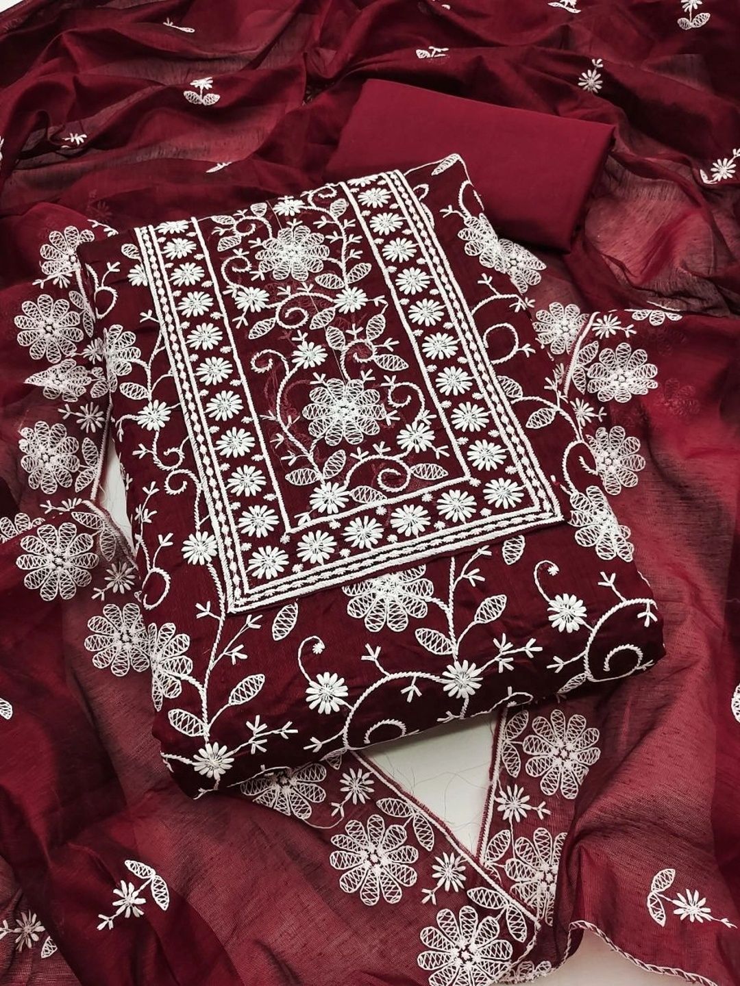 House of Pataudi Embroidered Art Silk Unstitched Dress Material-picture-44