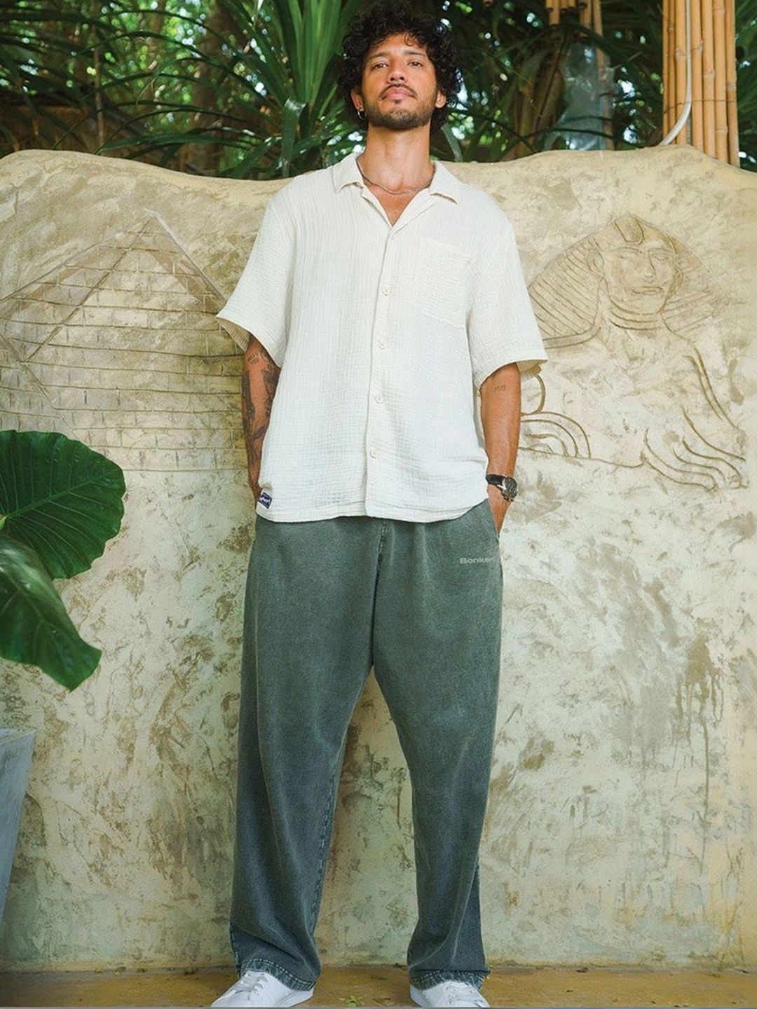Bonkers Corner Men Faded Loose Fit Trousers-picture-49