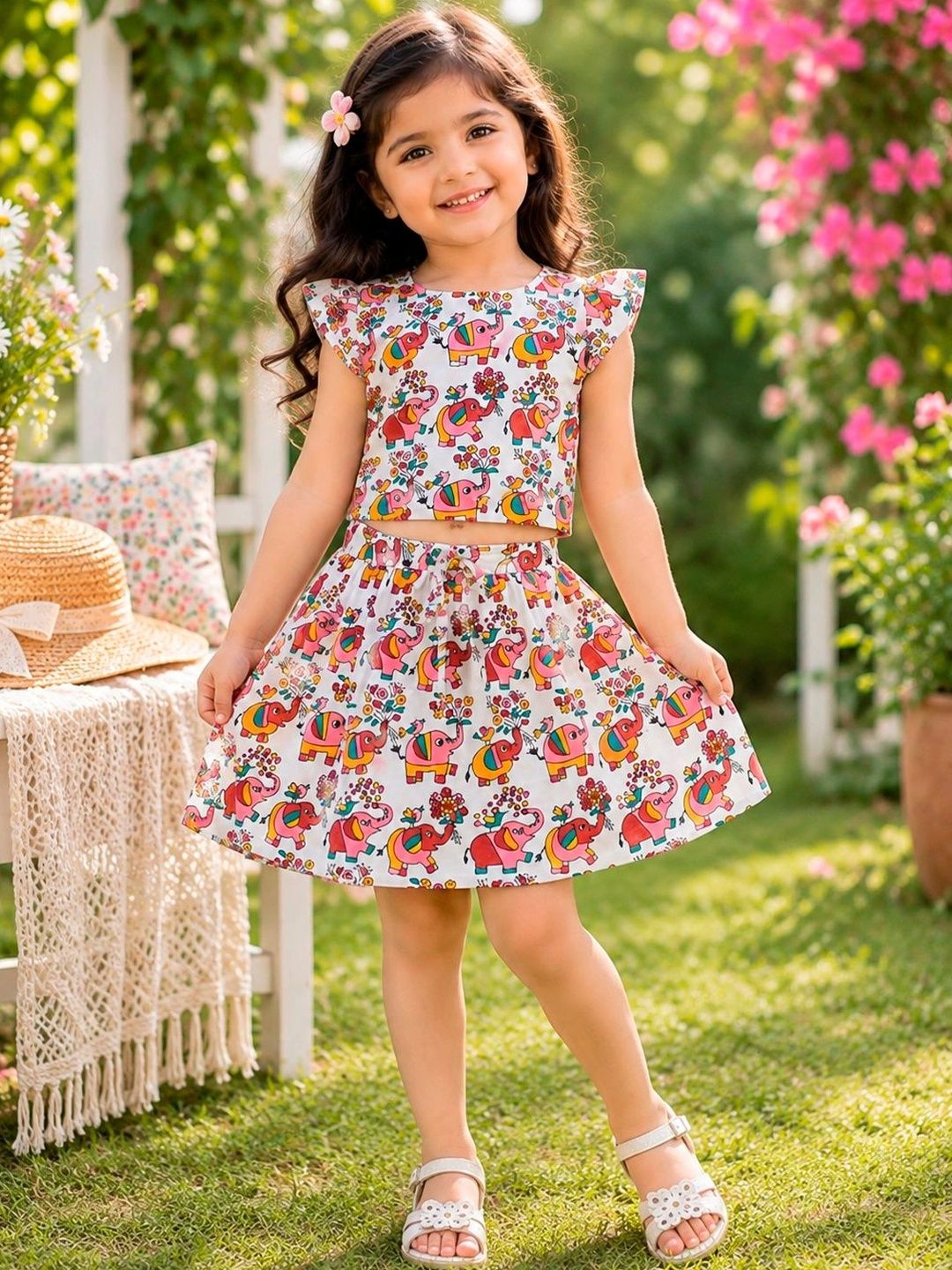 Abeo Ethnic Motifs Print Flutter Sleeve Ruffled A-Line Dress-picture-35