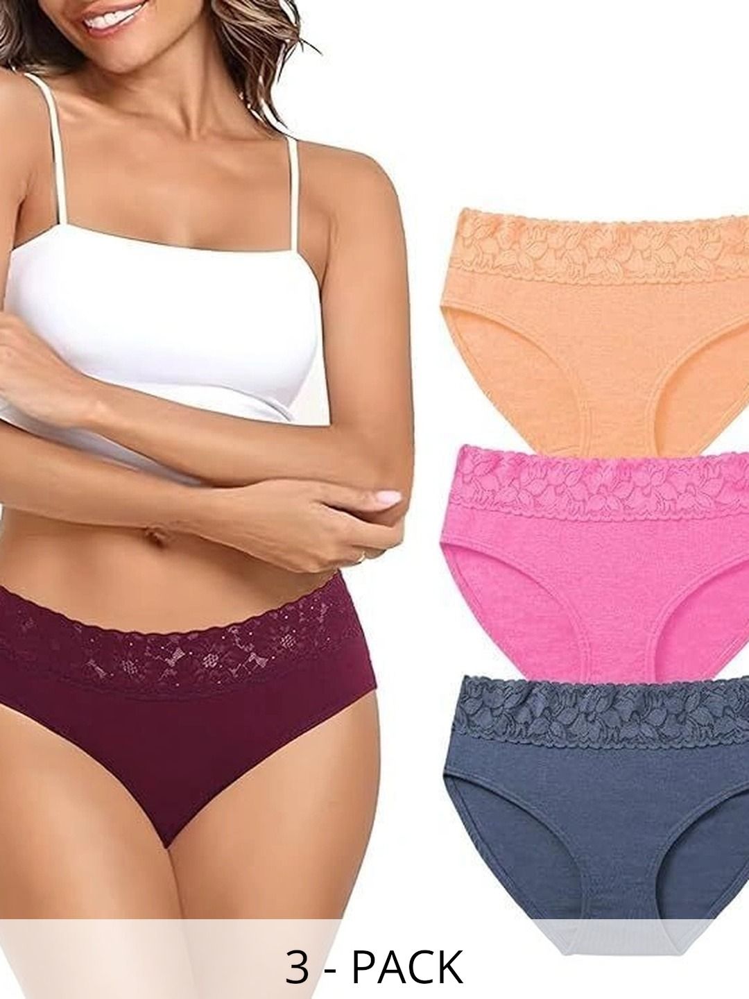 Bebron Women Pack of 3 Assorted Basic Briefs-picture-15