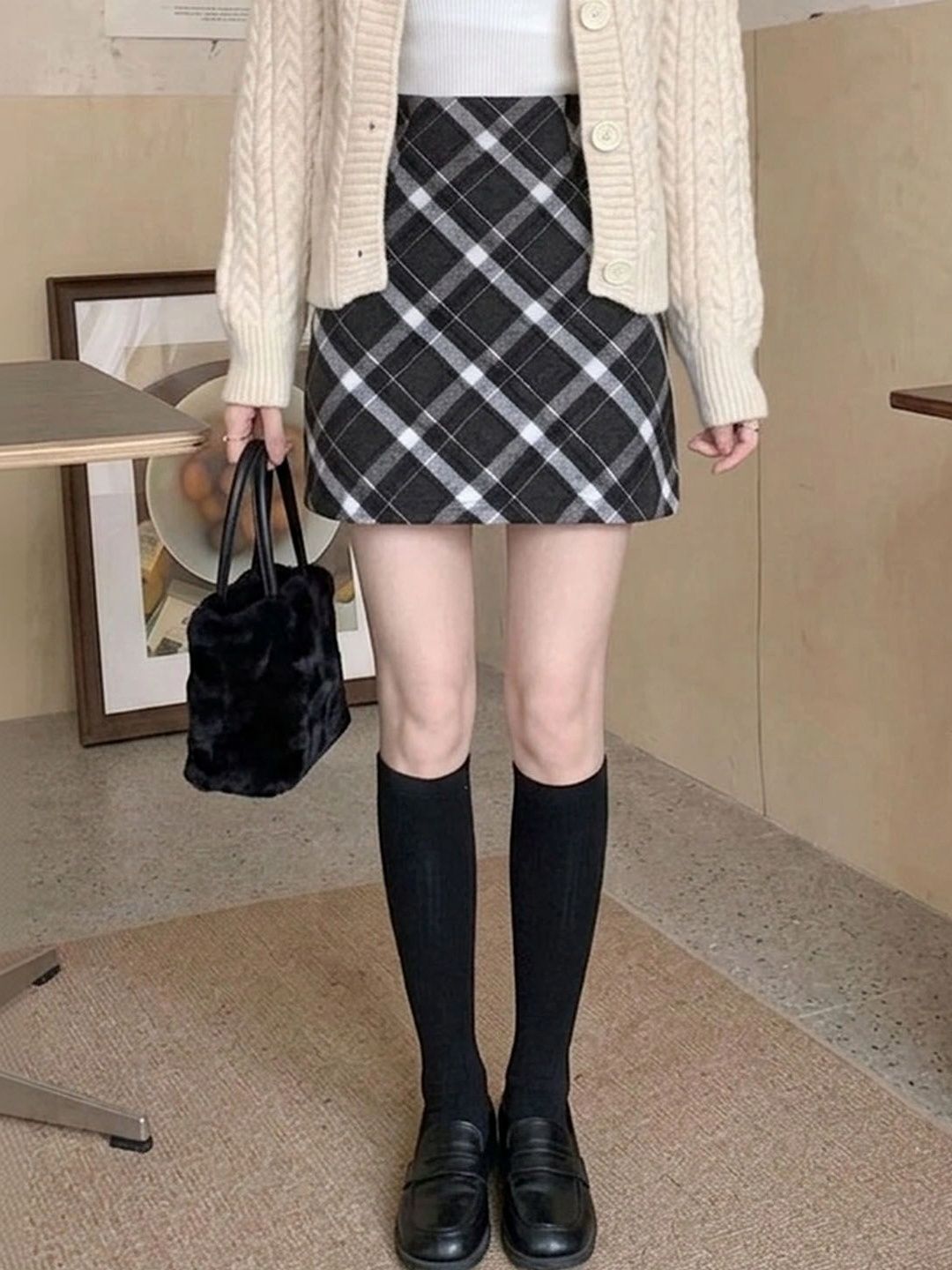 Suo Women Checked Summer Checks Mini A-Line Skirt-picture-56