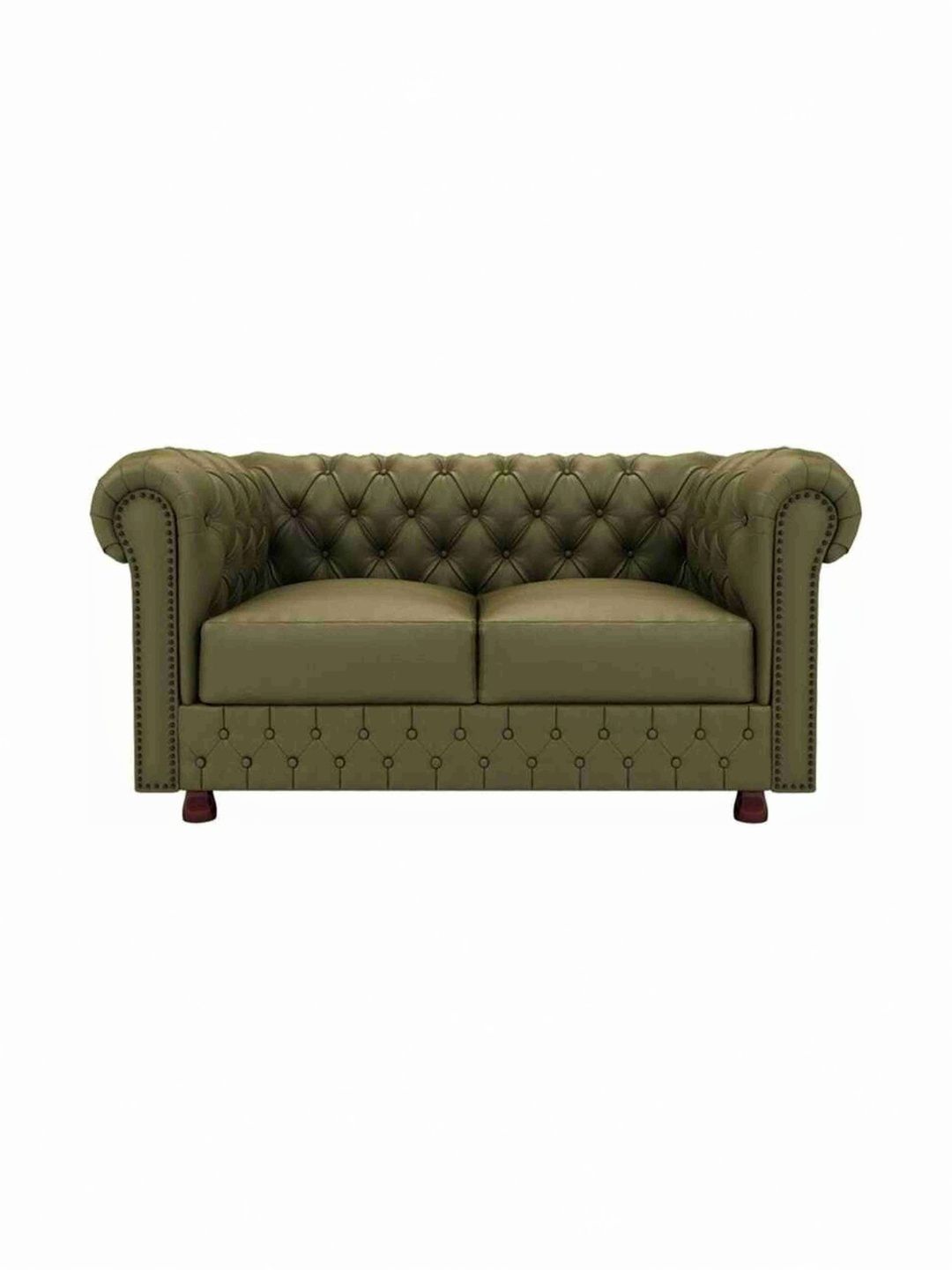INDIAWOODMART Green Fabric & Wooden 2-Seater Sofa-picture-43