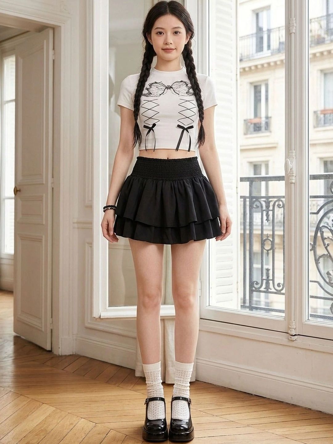 Suo Women Tiered Mini Flared Skirt-picture-29