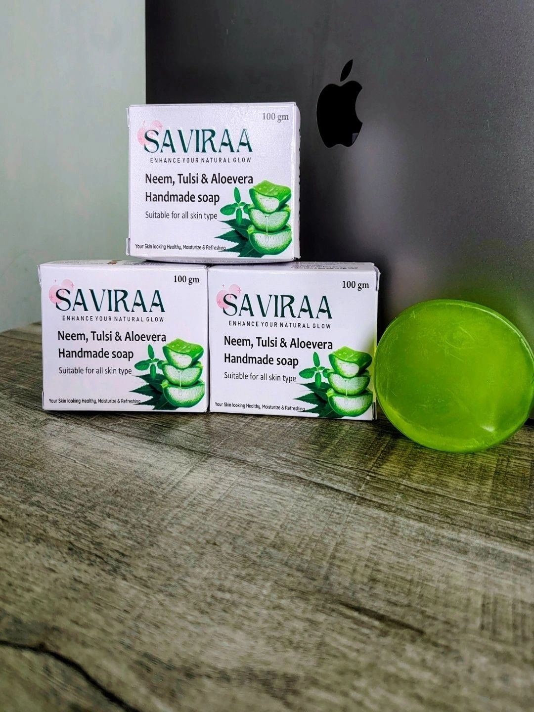 SAVIRAA Set of 4 Neem Aloevera & Tulsi Soap - 100 g Each-picture-26