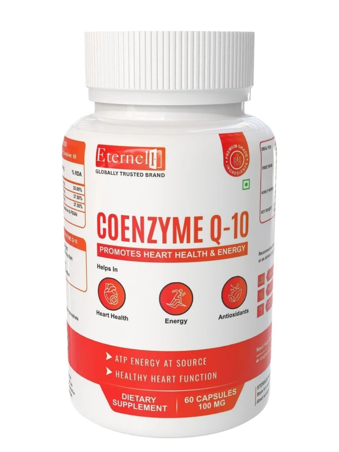 Eternell Coenzyme Q10 (CoQ10) 100mg Capsules - 60 Veg Capsules-picture-12