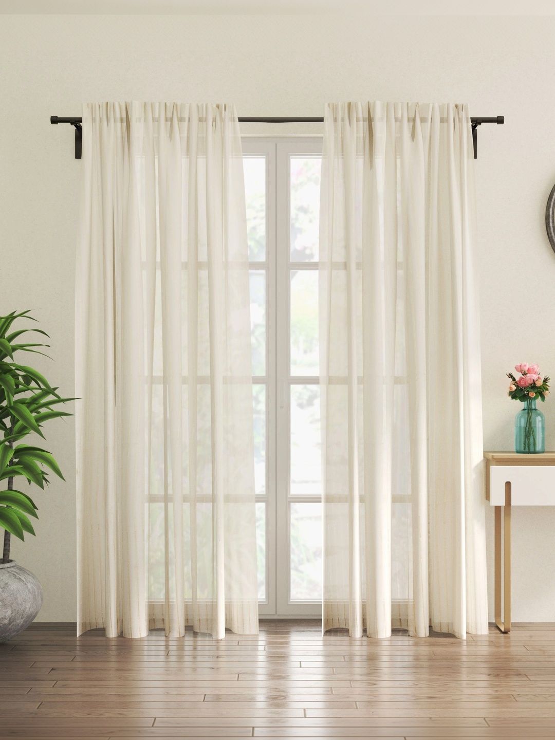 Home Centre Beige Striped Door Curtain-picture-31