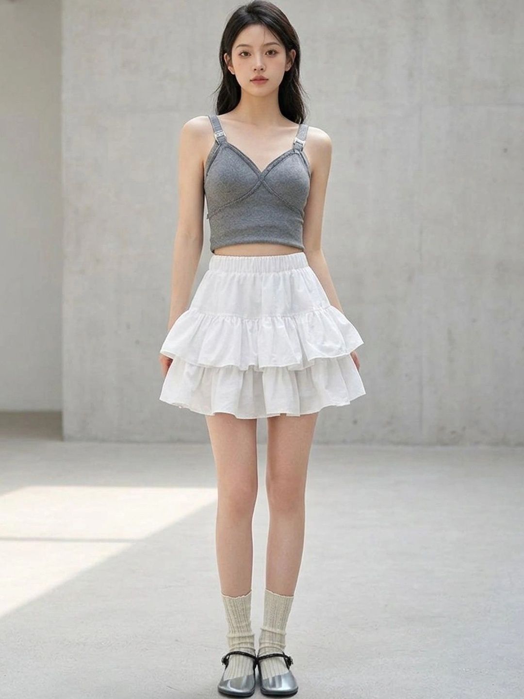 Suo Women Tiered Mini Flared Skirt-picture-28