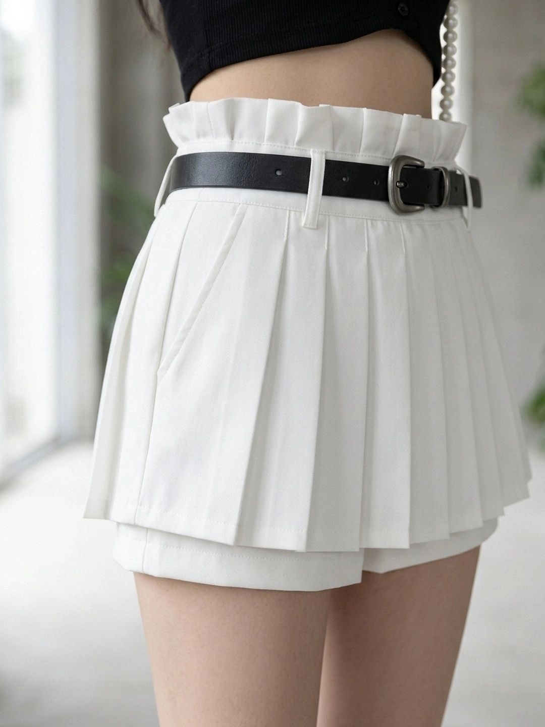 Suo Women Accordion Pleated Mini Flared Skirt-picture-14