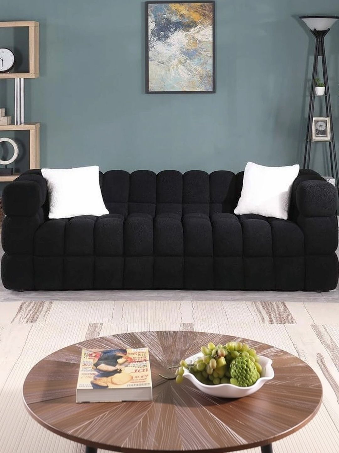 INDIAWOODMART Black 3 Seater Sofa-picture-39