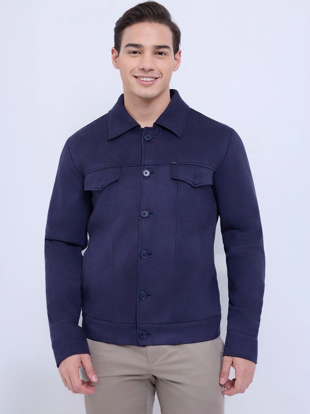 Raymond Men Spread Collar Open Front Jacket-picture-11
