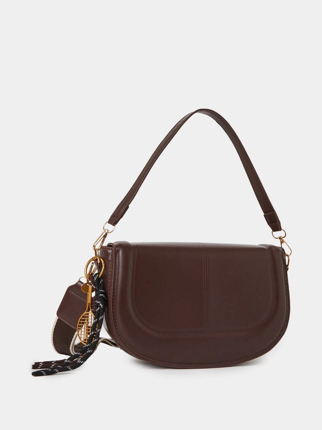 Styli Women Brown Solid Sling Bag Detachable Strap Detail Handbag-image-37