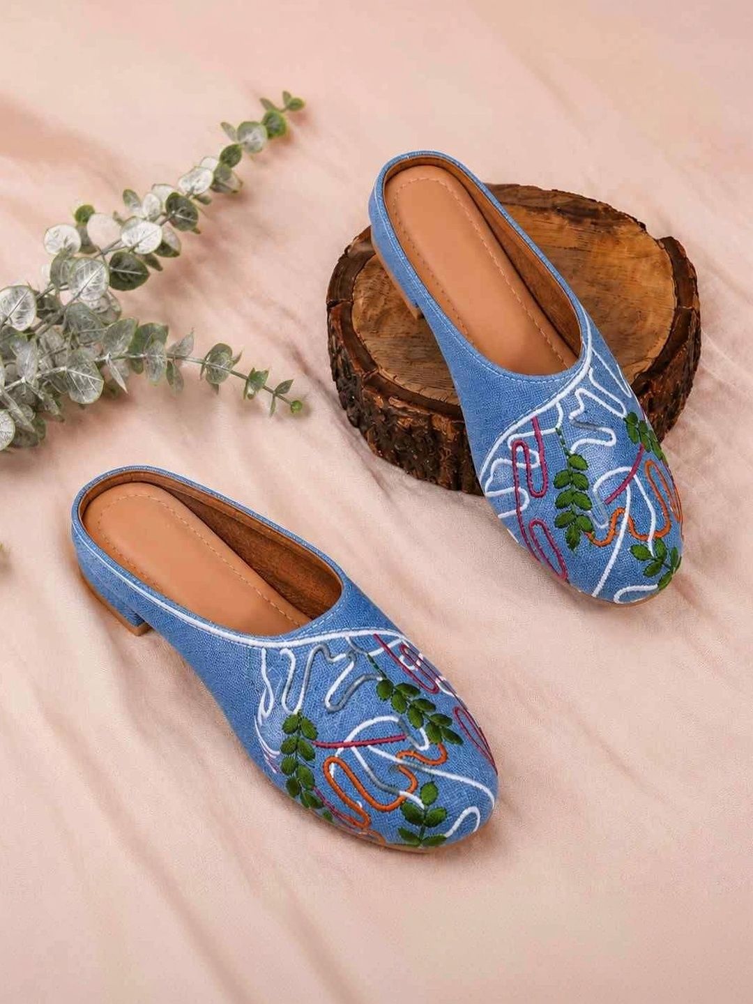 Moda Rapido Women Embellished Mules with Embroidered Flats-image-36