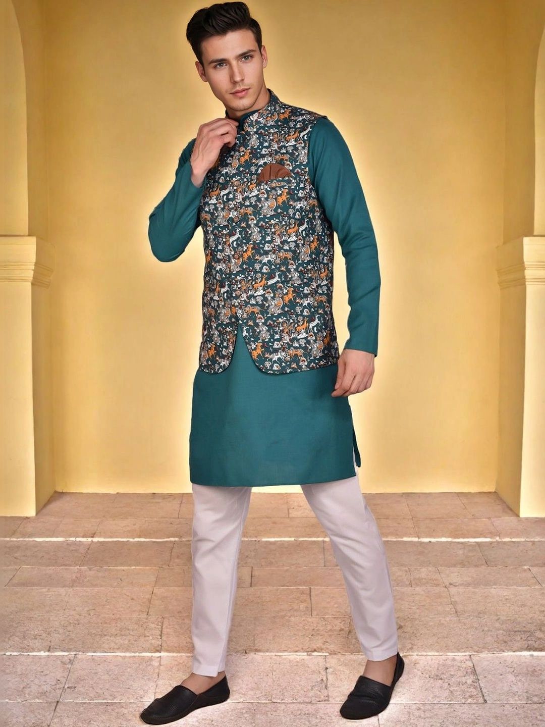 Moda Rapido Men Regular Pure Cotton Kurta with Trousers-picture-45