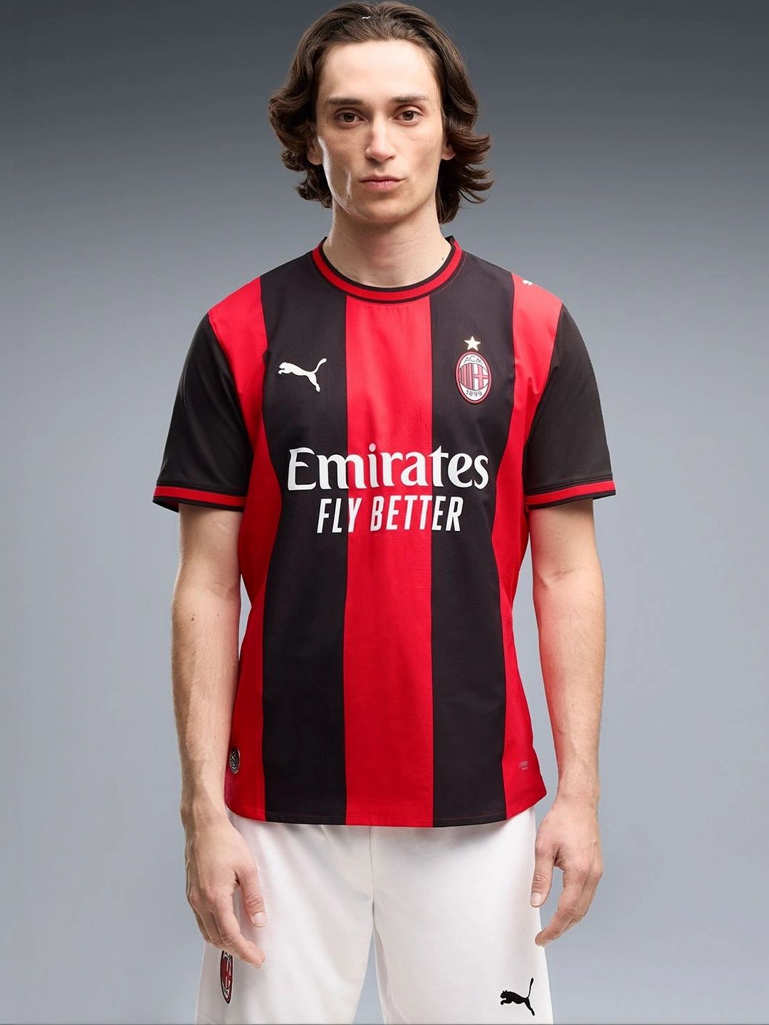 Puma Men Brand Logo A C Milan Striped Slim Fit T-shirt-image-32