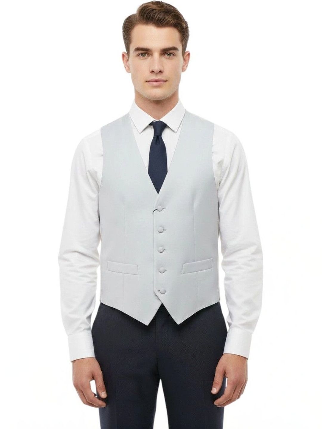 Corneliani Light Grey Solid Waistcoat-picture-53