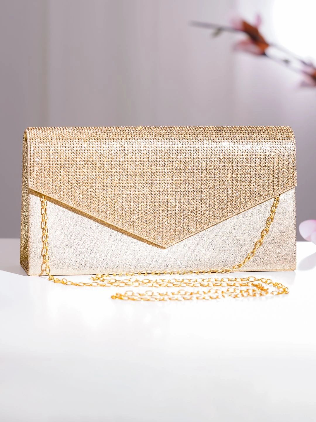 Rubans Textured Embellished Envelope Clutch-picture-42