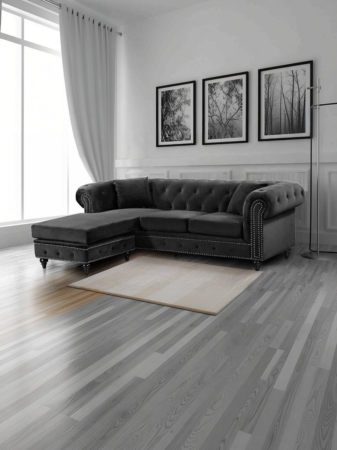INDIAWOODMART Black 4 Seater Sofa-picture-16