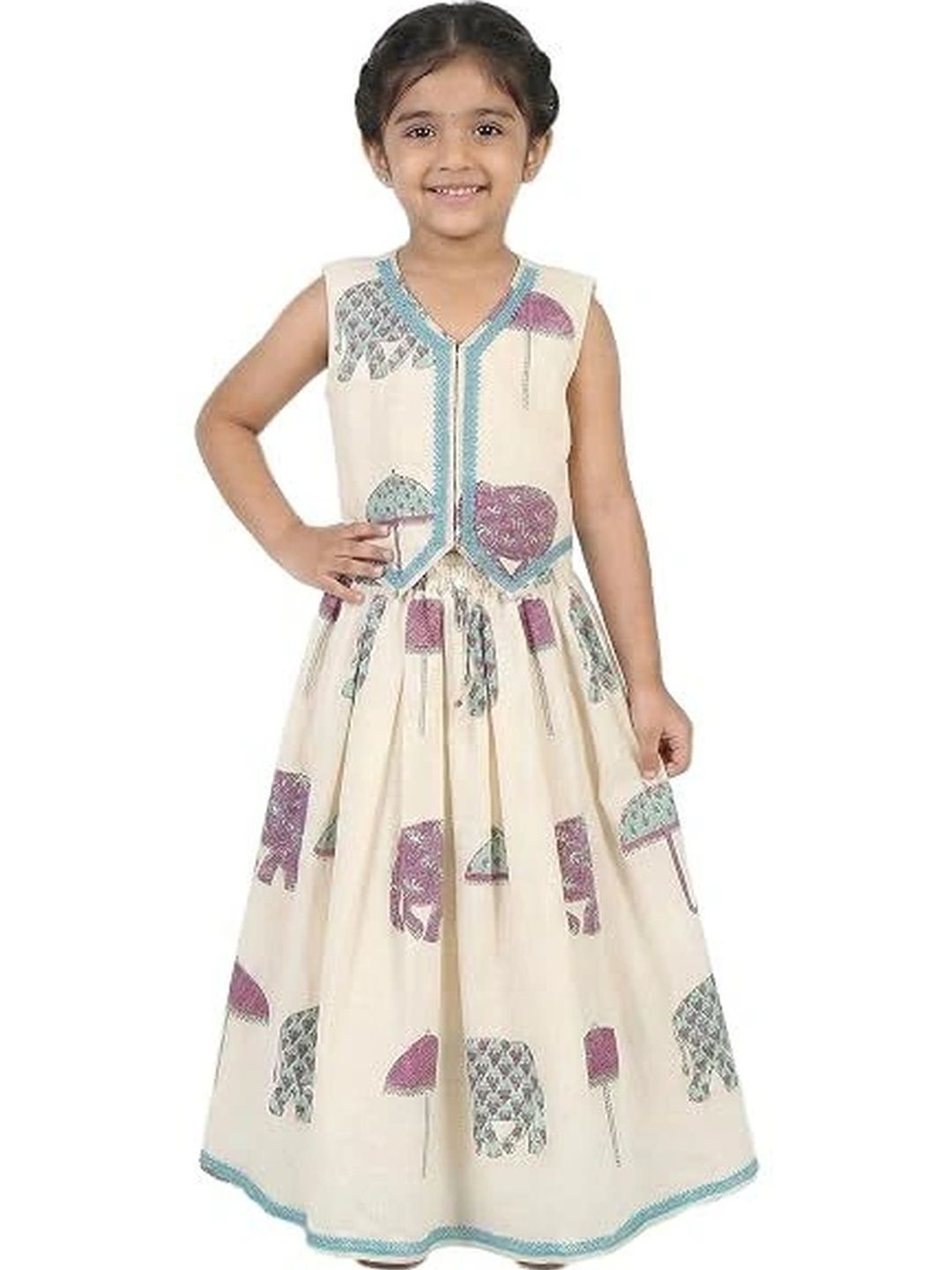 Leons Fab Girls Printed Block Print Ready to Wear Lehenga &-picture-16