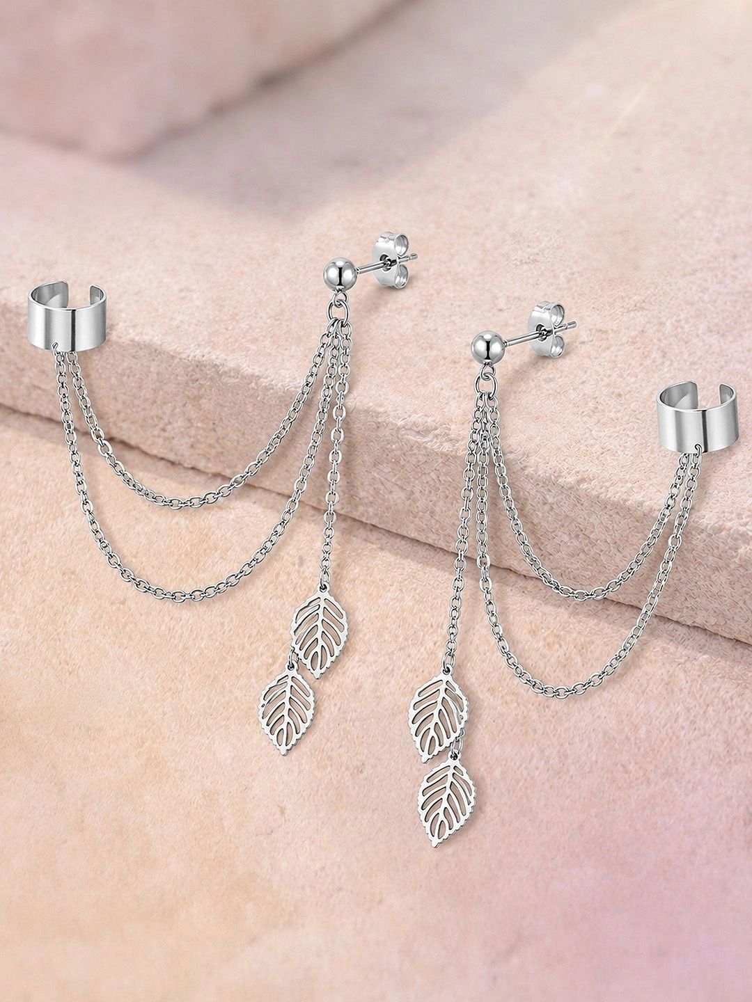 MAZZINI Leaf Shaped Ear Cuff Earrings-picture-38