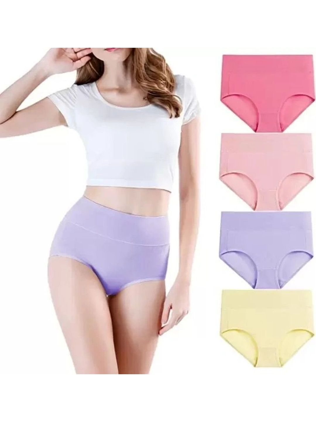 Bebron Women Pack of 4 Assorted Basic Briefs-image-42
