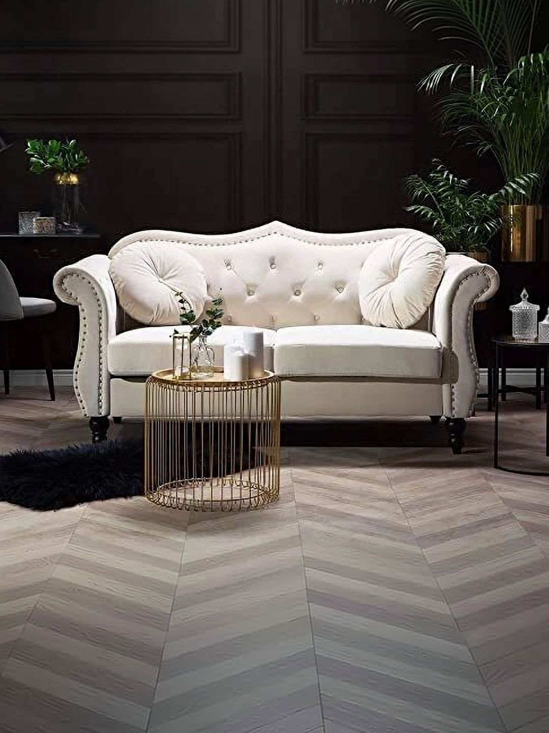 INDIAWOODMART White Textured 2 Seater Sofa-picture-14