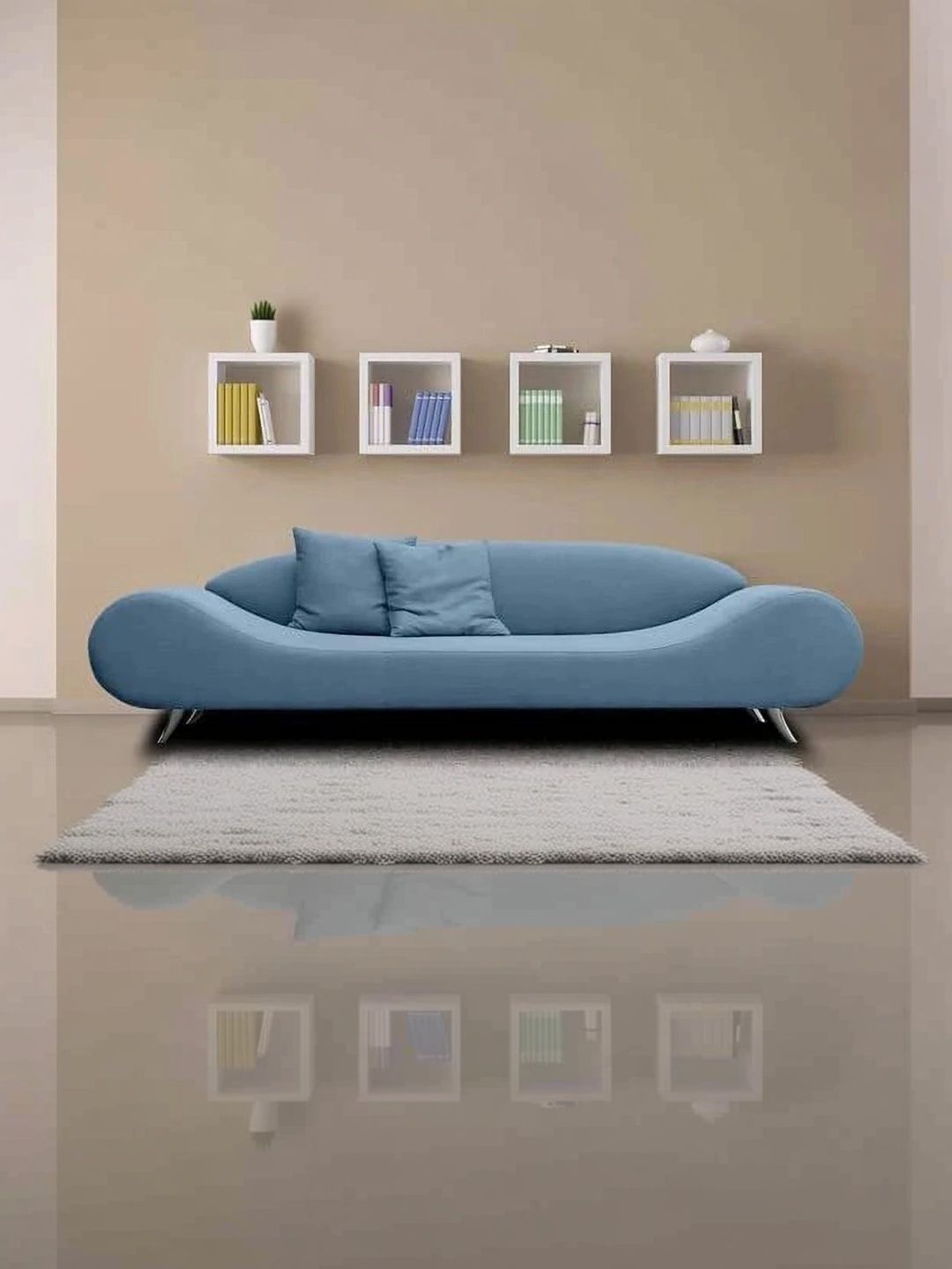 INDIAWOODMART Blue 3 Seater Sofa-picture-40
