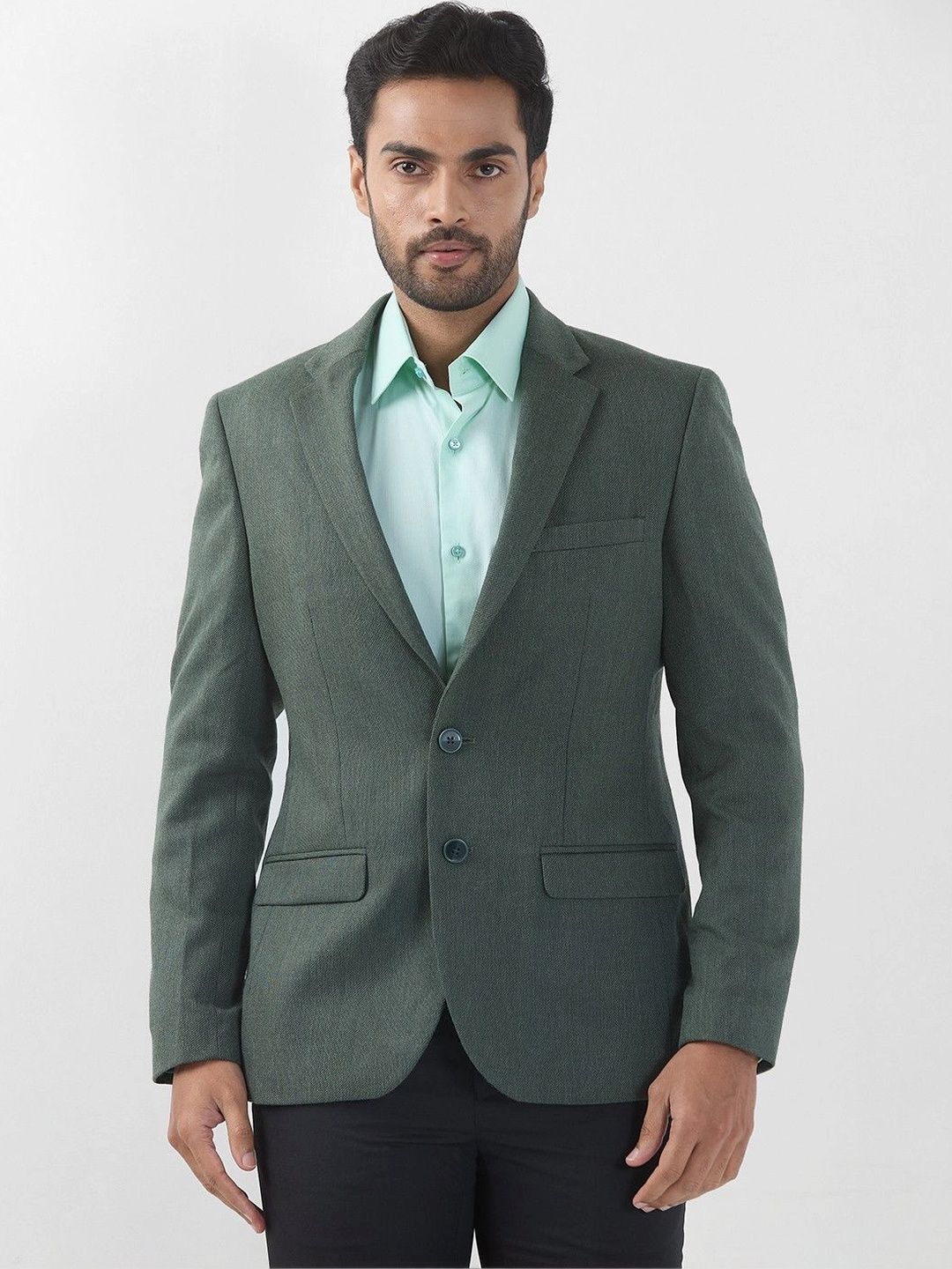 Raymond Self Design Notched Lapel Single-Breasted Formal Blazer-picture-32