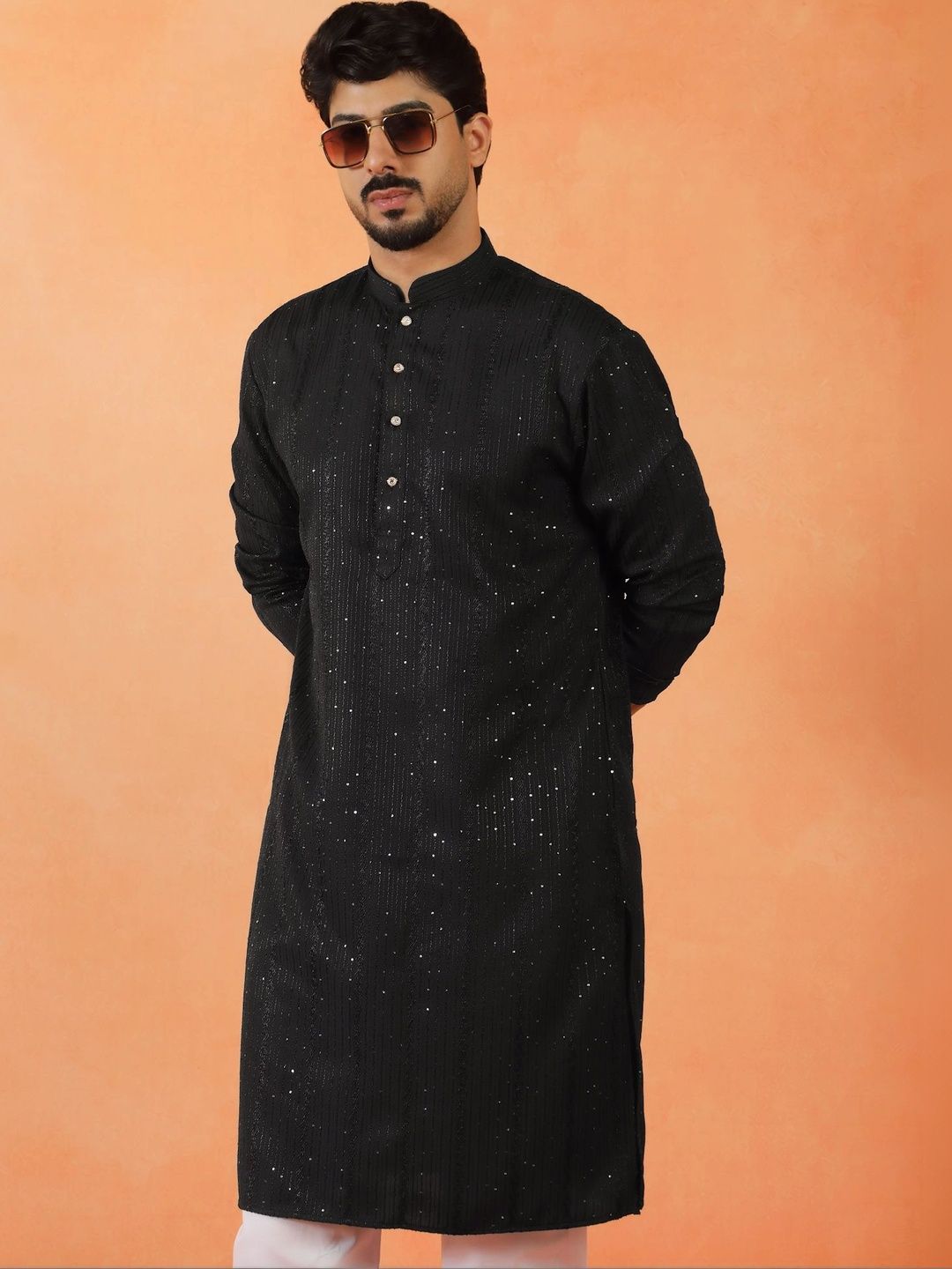 KRAFT INDIA Men Embellished Sequinned Kurta-picture-18